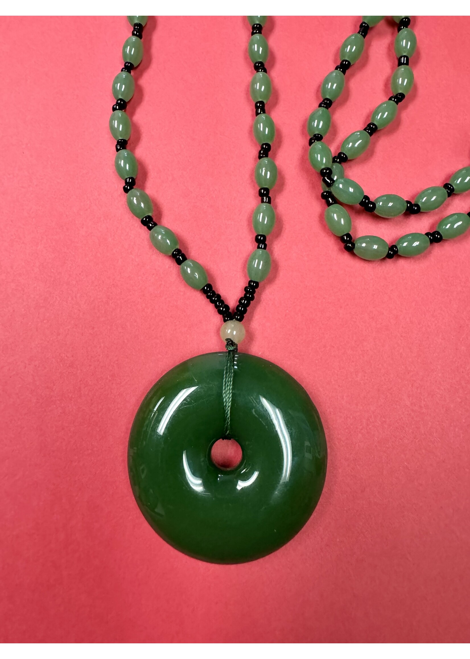 Darla Sexton KOREAN JADE BEADED STATEMENT PENDENT 24 INCHES