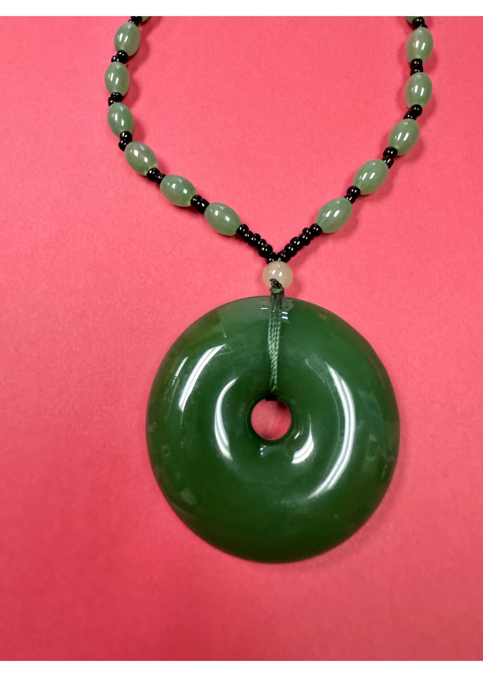 Darla Sexton KOREAN JADE BEADED STATEMENT PENDENT 24 INCHES