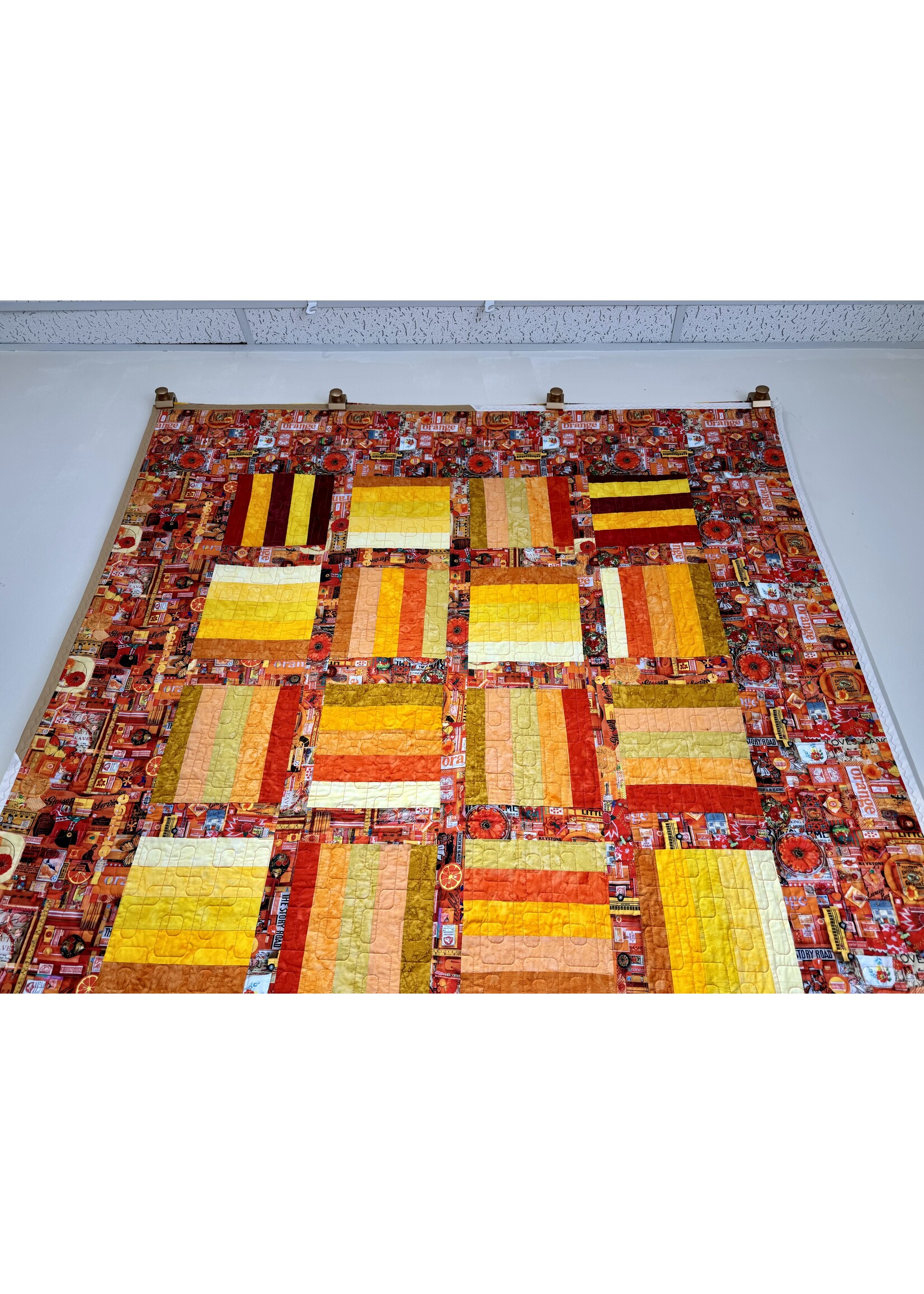 JOHNSON DEBRA- QUEEN SZE BRIGHTORG Orangey with Yellow QUILT65 wide 94 long