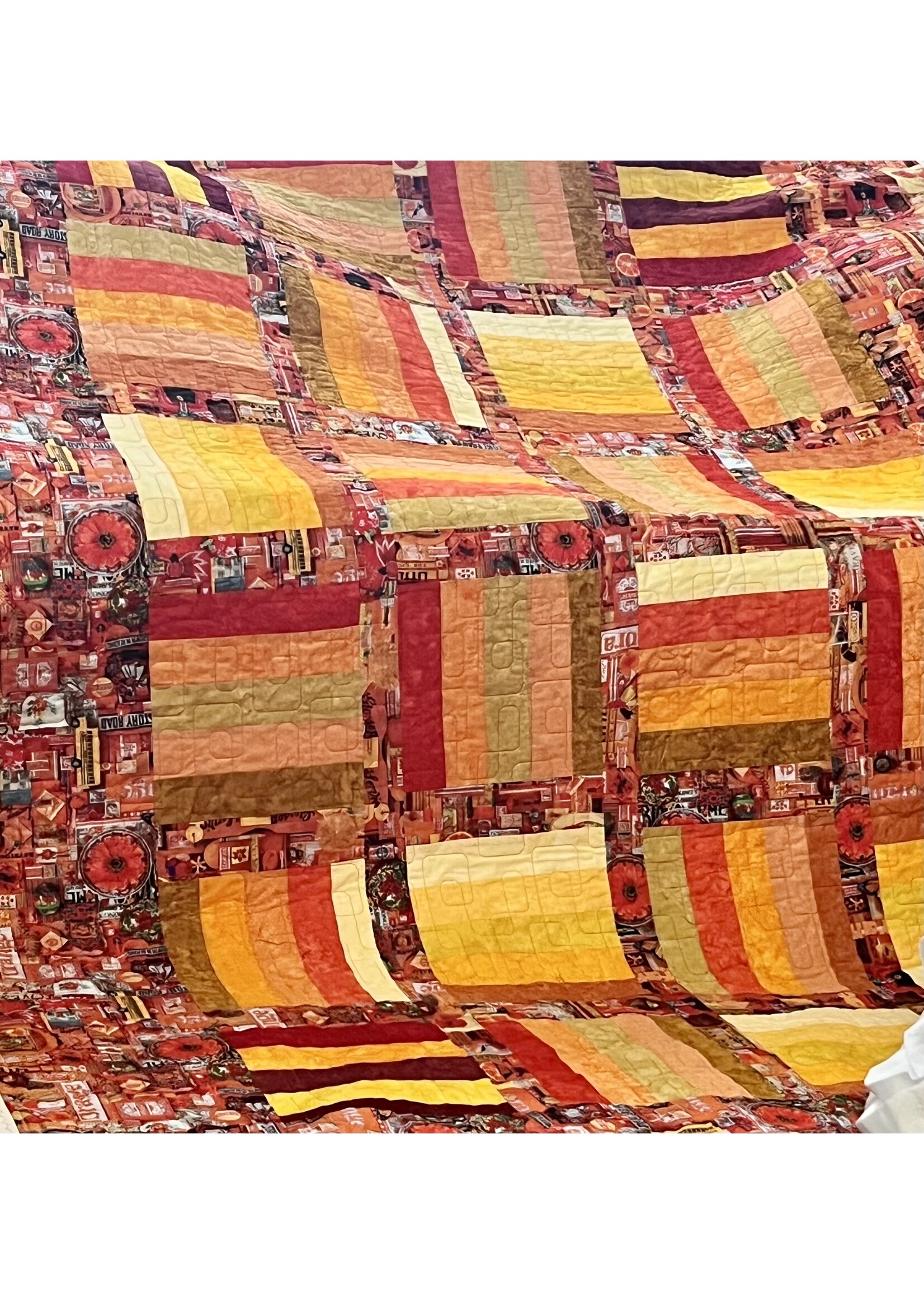 JOHNSON DEBRA- QUEEN SZE BRIGHTORG Orangey with Yellow QUILT65 wide 94 long