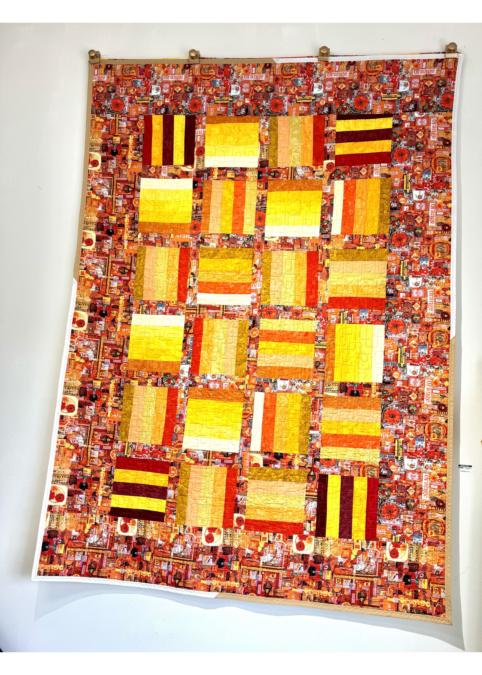 JOHNSON DEBRA- QUEEN SZE BRIGHTORG Orangey with Yellow QUILT65 wide 94 long