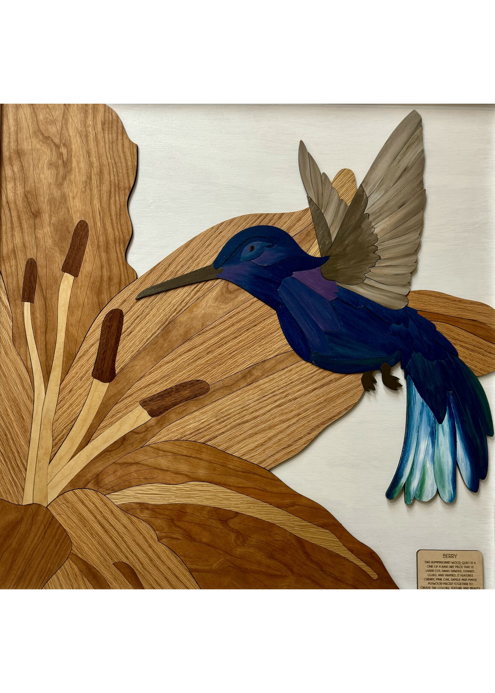 Hamilton Janet Hamilton Blue Hummingbird 25.25x25.25"