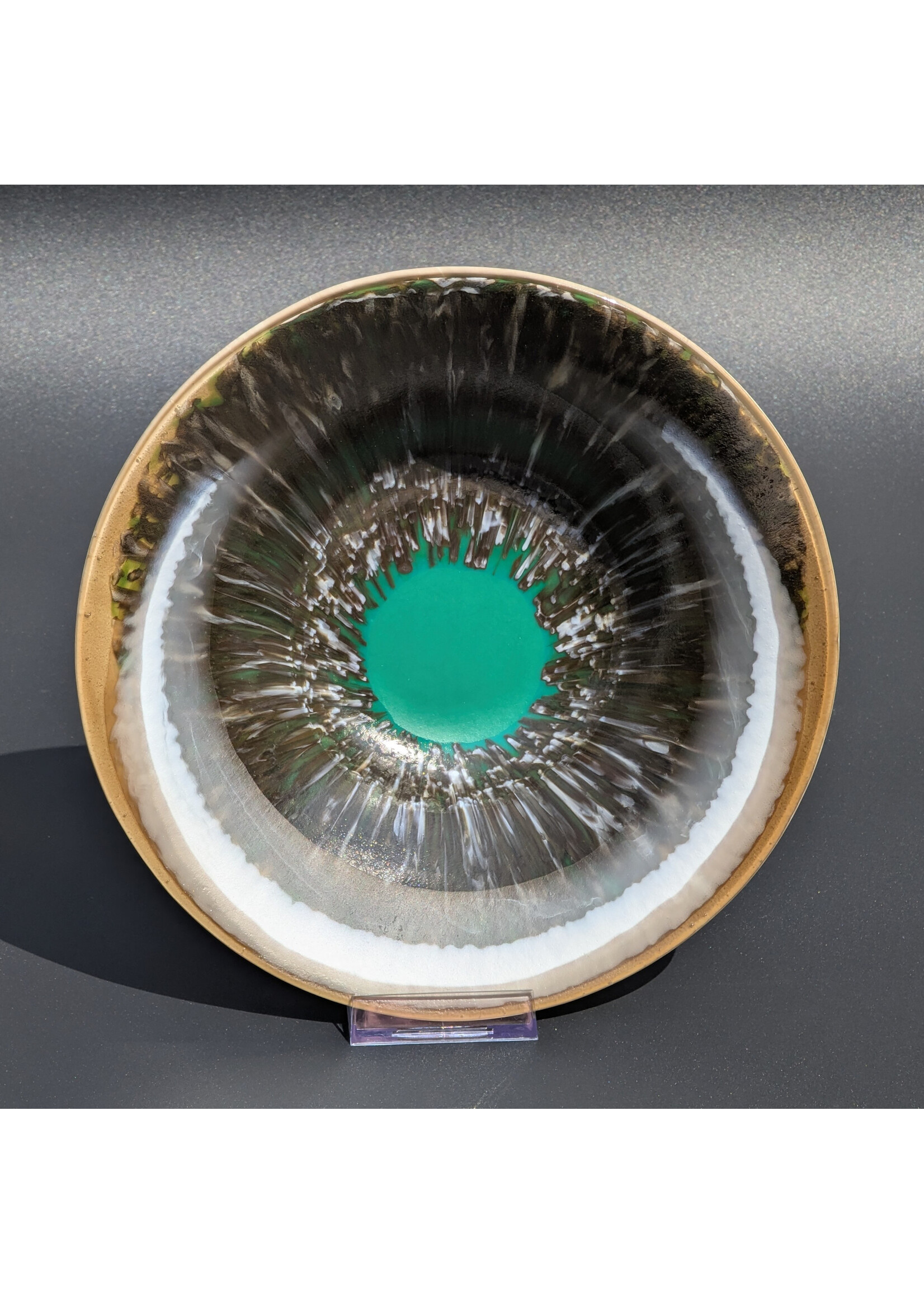 Joy Matthews Matthews Joy - Singed Halo Pressed Glass Bowl 9 1/2"D x 2 1/4" Not Food Safe