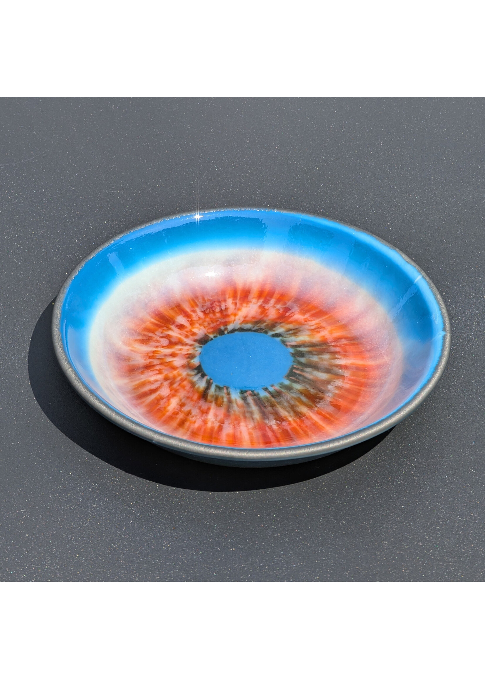 Joy Matthews Matthews Joy - Storm Eye Small pressed glass dish 5 1/2" Diameter x 1" Not Food Safe