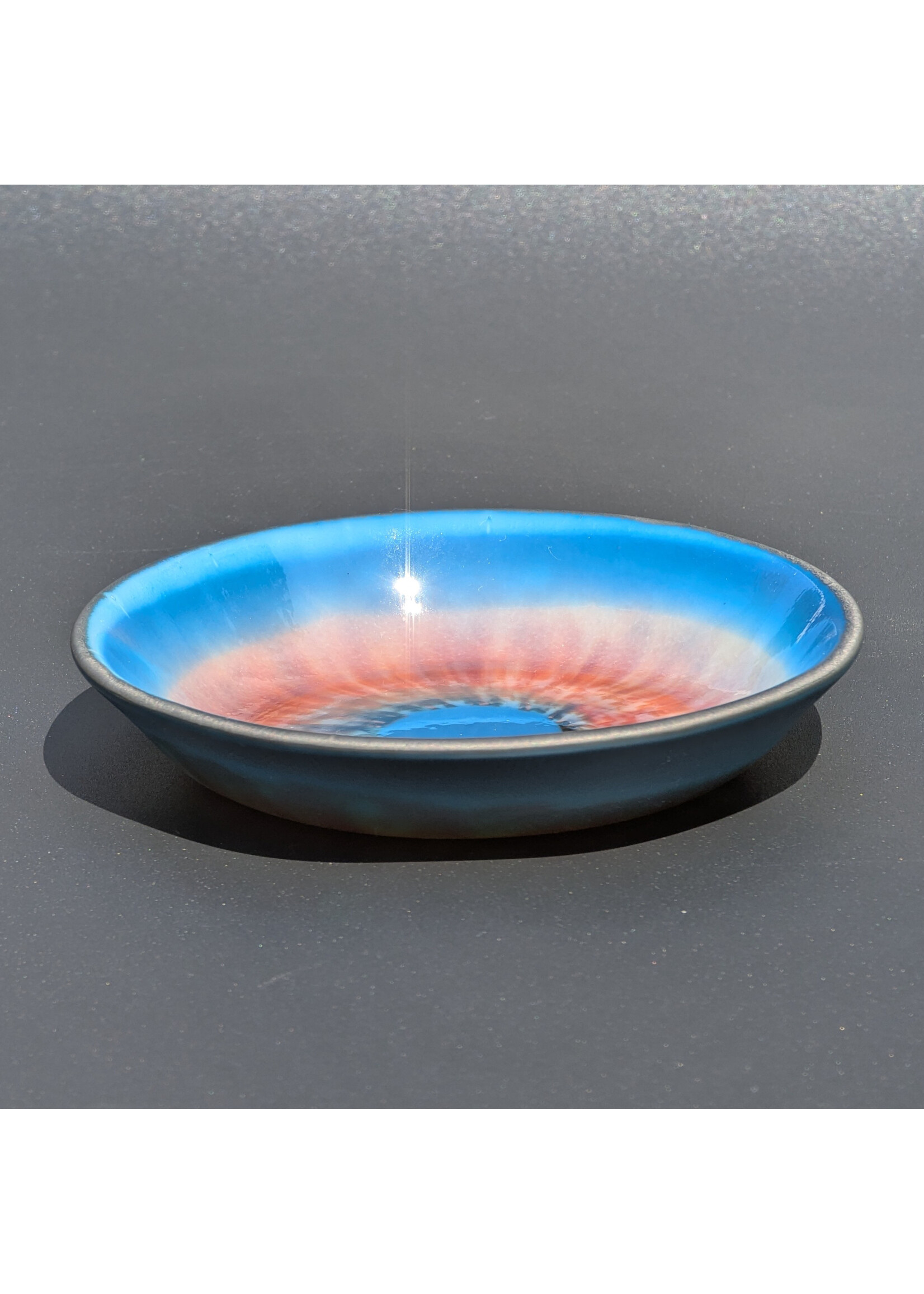 Joy Matthews Matthews Joy - Storm Eye Small pressed glass dish 5 1/2" Diameter x 1" Not Food Safe