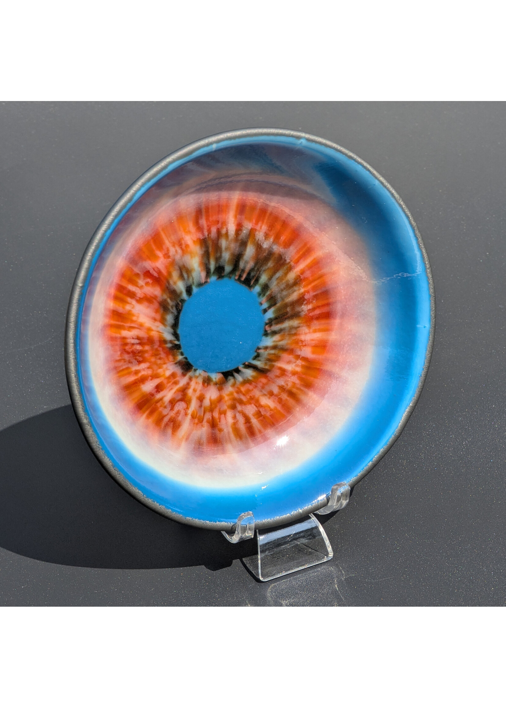 Joy Matthews Matthews Joy - Storm Eye Small pressed glass dish 5 1/2" Diameter x 1" Not Food Safe