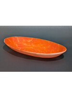Joy Matthews Matthews Joy - Stellar Ember Oval Pressed Glass Bowl 10 3/4" x 6 3/4" x 1 1/4" Food Safe