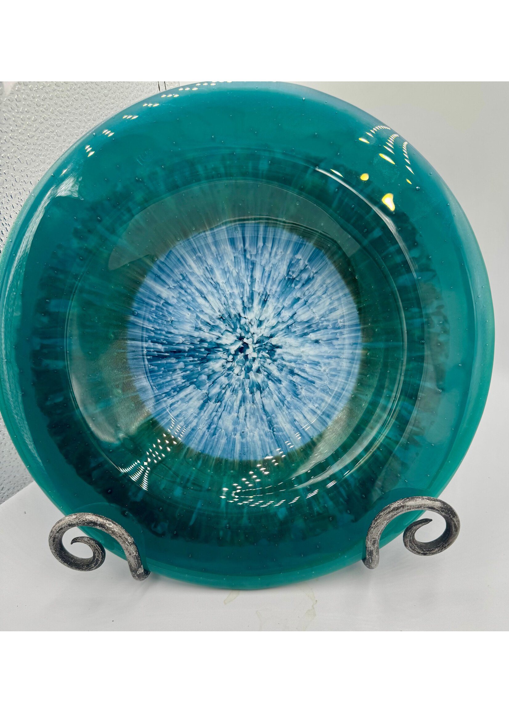 Matthews Joy - Blue Starfield press glass bowl u p  7-6     10 1/2 x 2 1/2   food safe