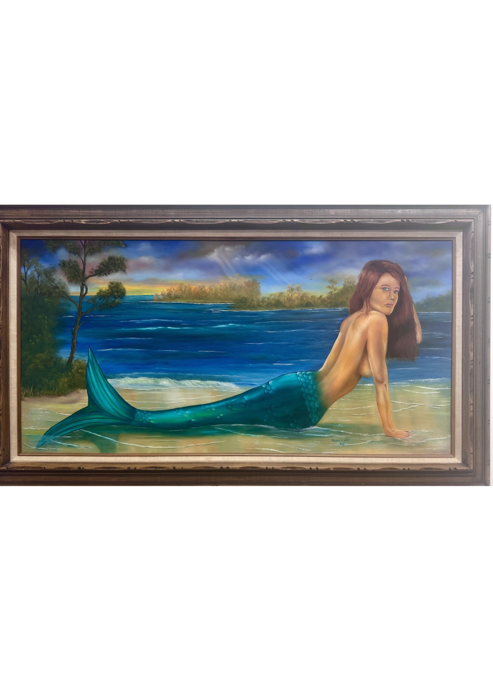 WEST- Duane L West "Jamie On the James" oil on canvas 24x48