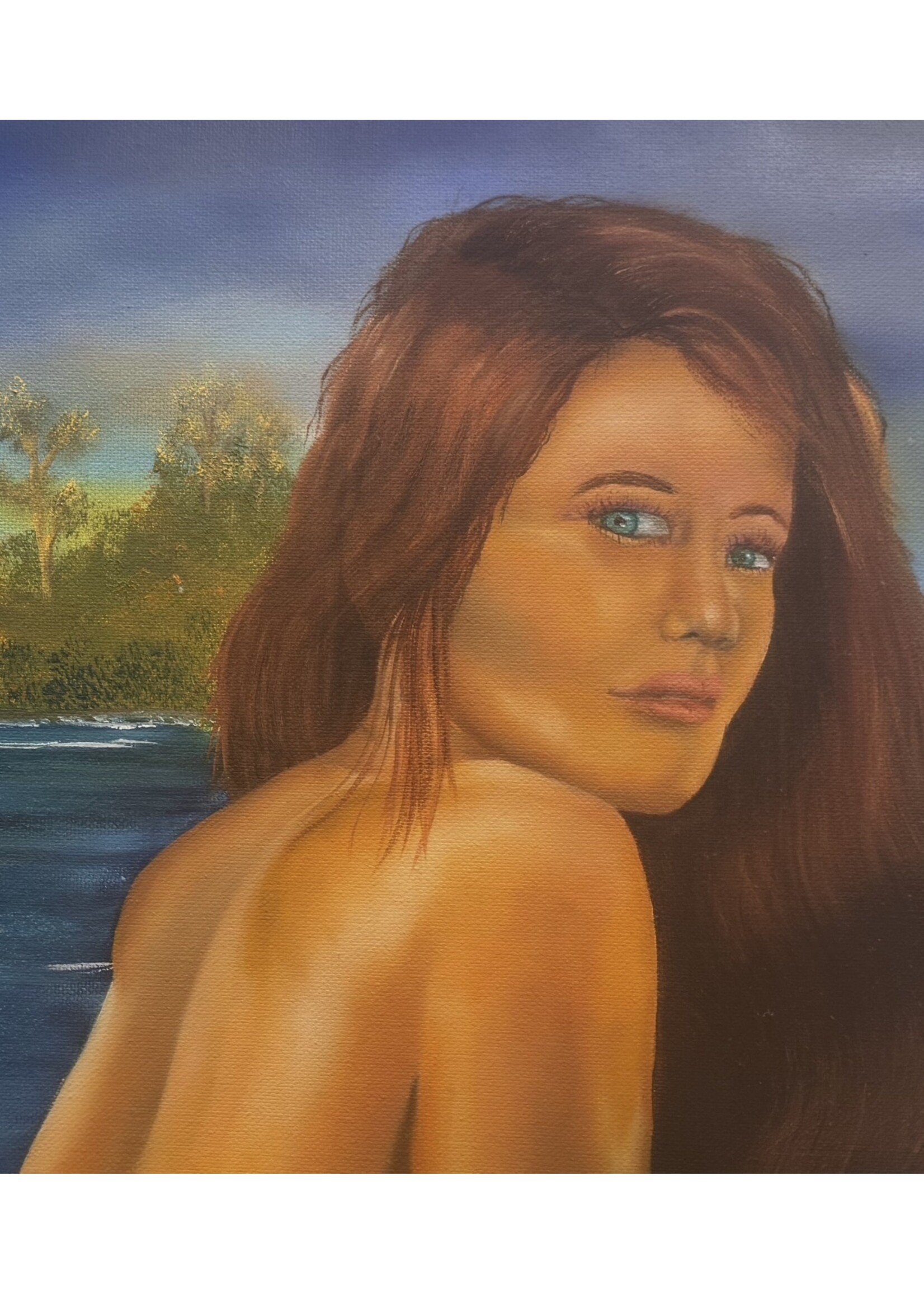 WEST- Duane L West "Jamie On the James" oil on canvas 24x48