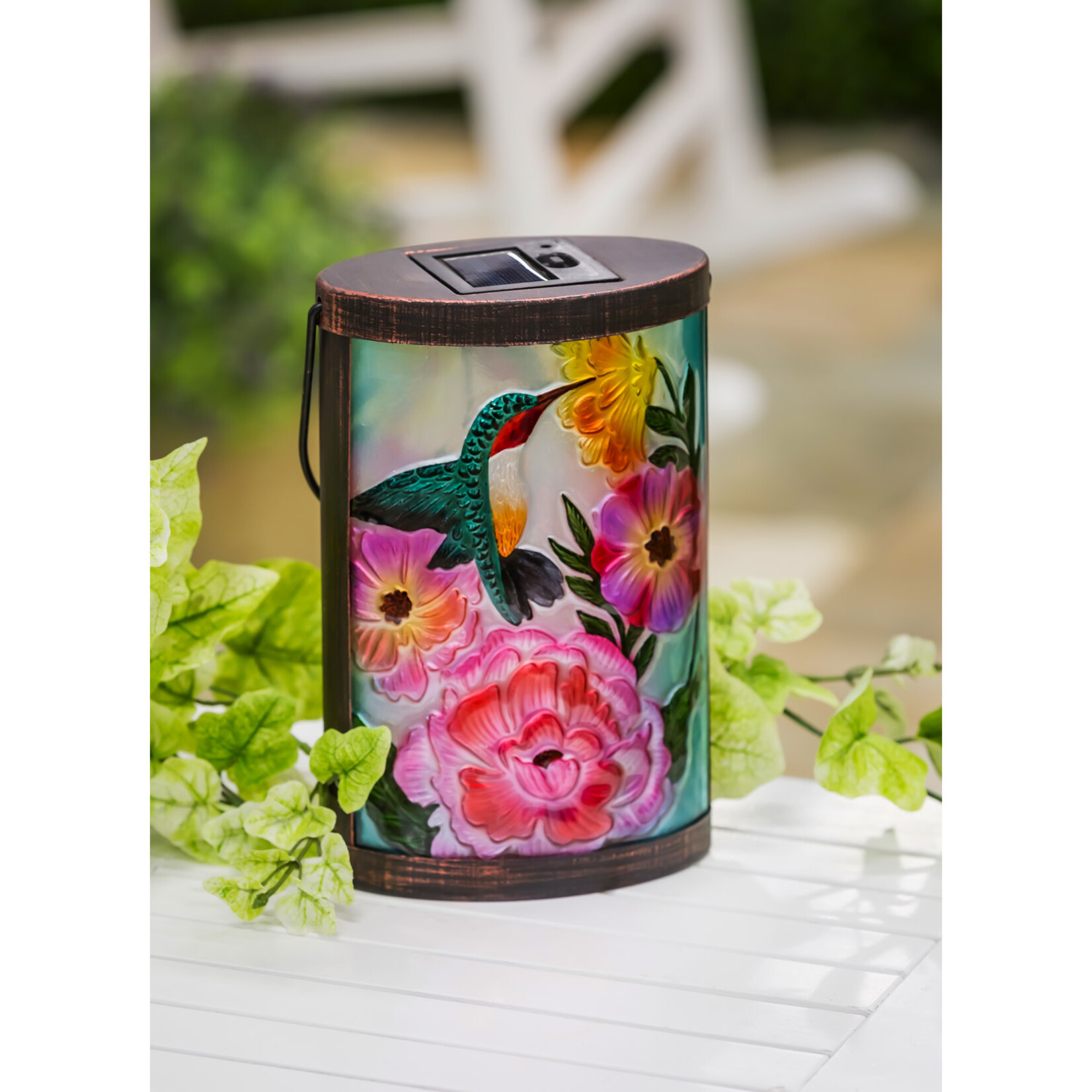 Solar Lantern - Hummingbird Glass