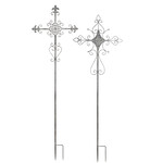 Distressed Metal White Cross - 65"H - Garden Stake Asst