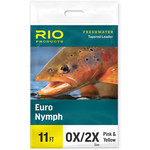 RIO Rio EURO NYMPH LEADER WITH TIPPET RING 11'  0x/2x Pink & Yellow