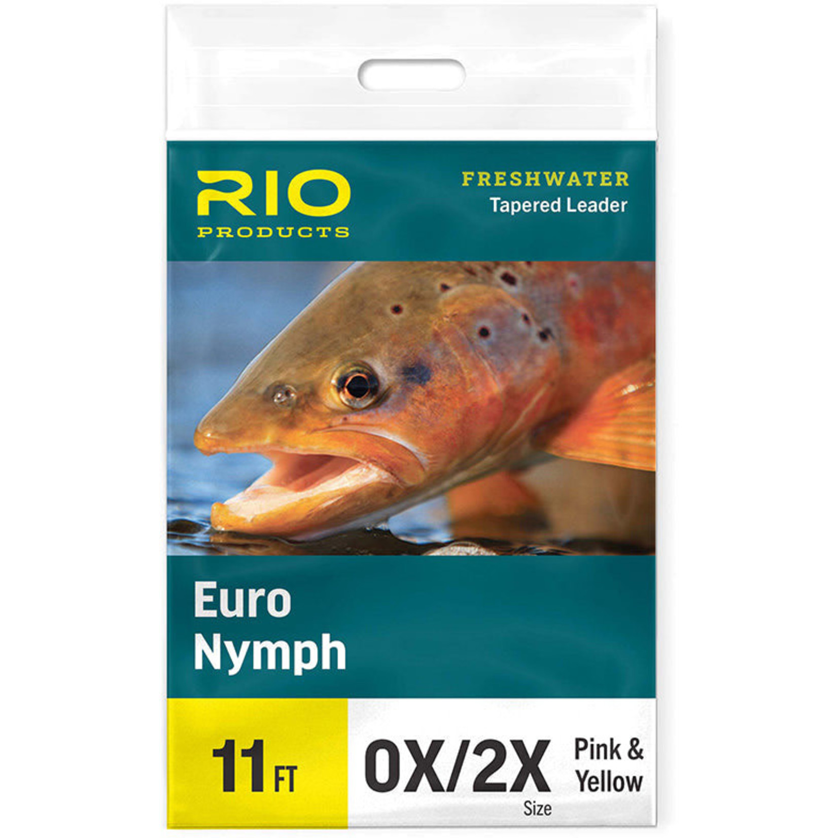 RIO Rio EURO NYMPH LEADER WITH TIPPET RING 11'  0x/2x Pink & Yellow