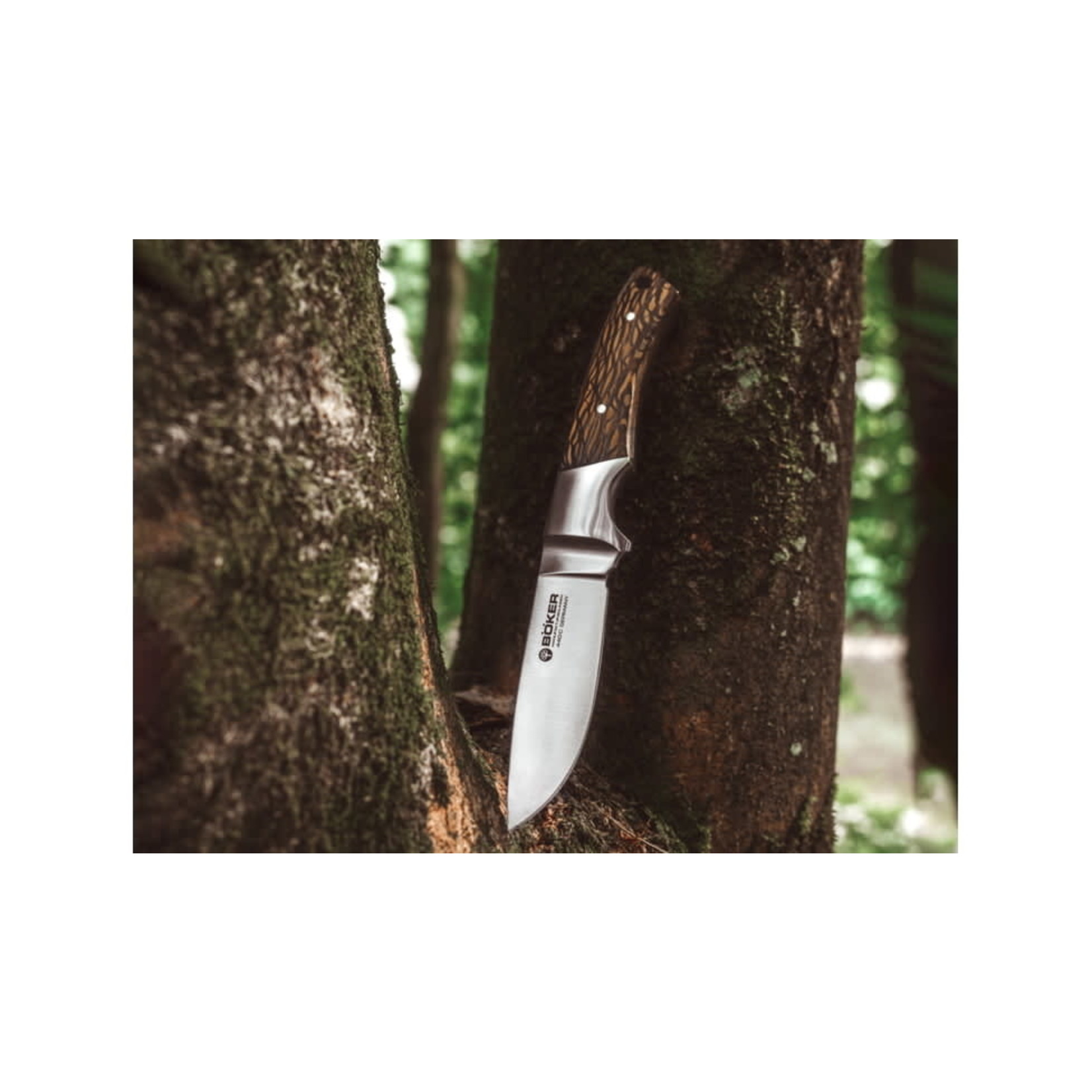 boker Boker Integral Hunter Fixed Blade Knife, 3.5" Blade 440c, Lacewood Handle-Closeout