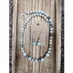 HB Designs 20" Amazonite Jasper stone Sterling Silver earing's/ necklace set