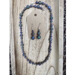 HB Designs 18" Lava stone /Czech glass Sterling Silver necklace earing set