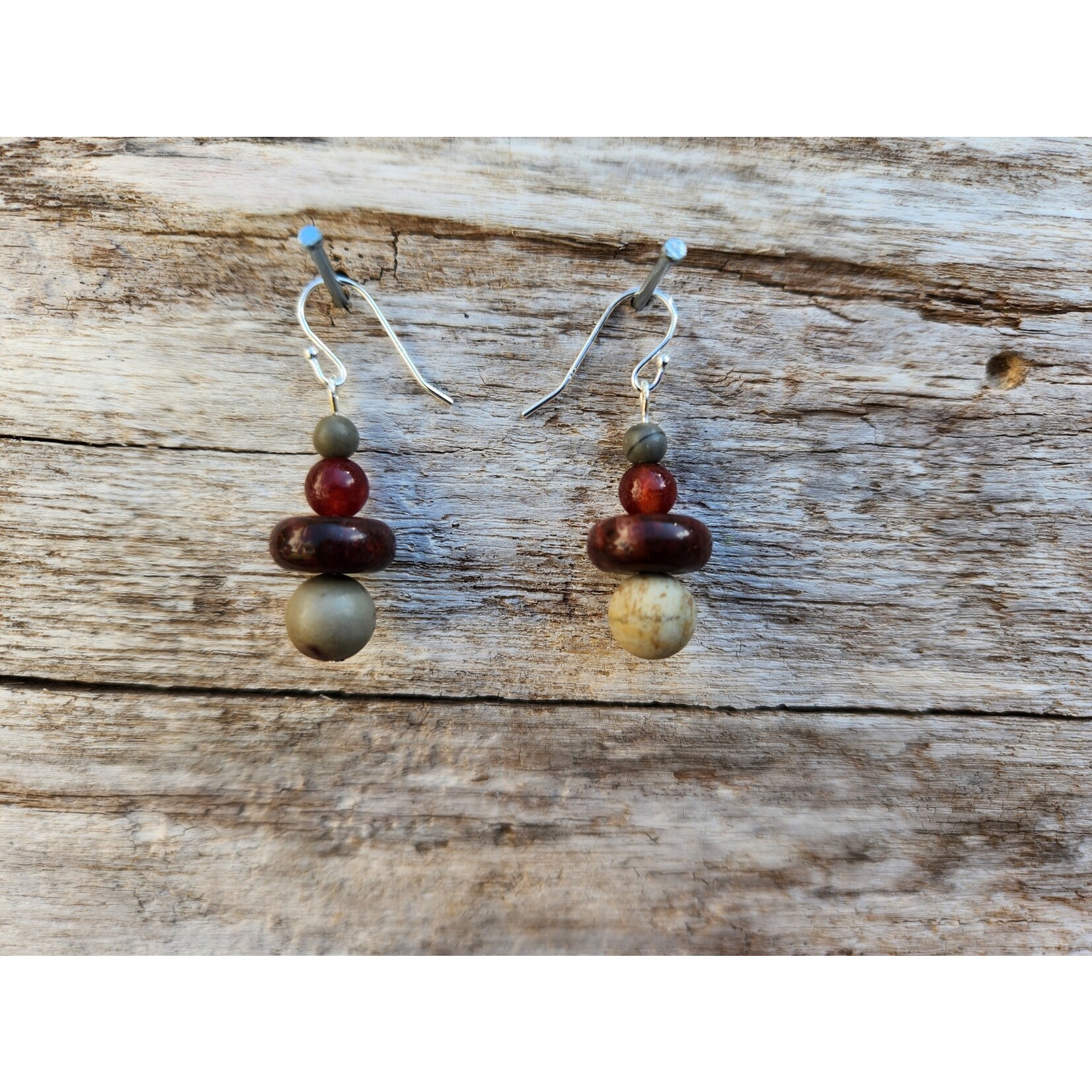 HB Designs  Canyon colors jasper earrings, sterling silver ear wires