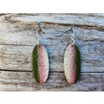 HB Designs Hand painted wood Rainbow Trout earrings, Sterling Silver ear wires