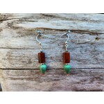 HB Designs Red stone-turquoise teardrop earrings, Sterling Silver ear wires