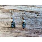 HB Designs Czech Glass Blue feather stroke  Sterling Silver earrings