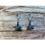 HB Designs Ripples on the water -midnight-Freshwater pearls and glass earrings, Sterling Silver