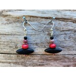 HB Designs  Black-red-pink stone earrings , Sterling Silver ear wires