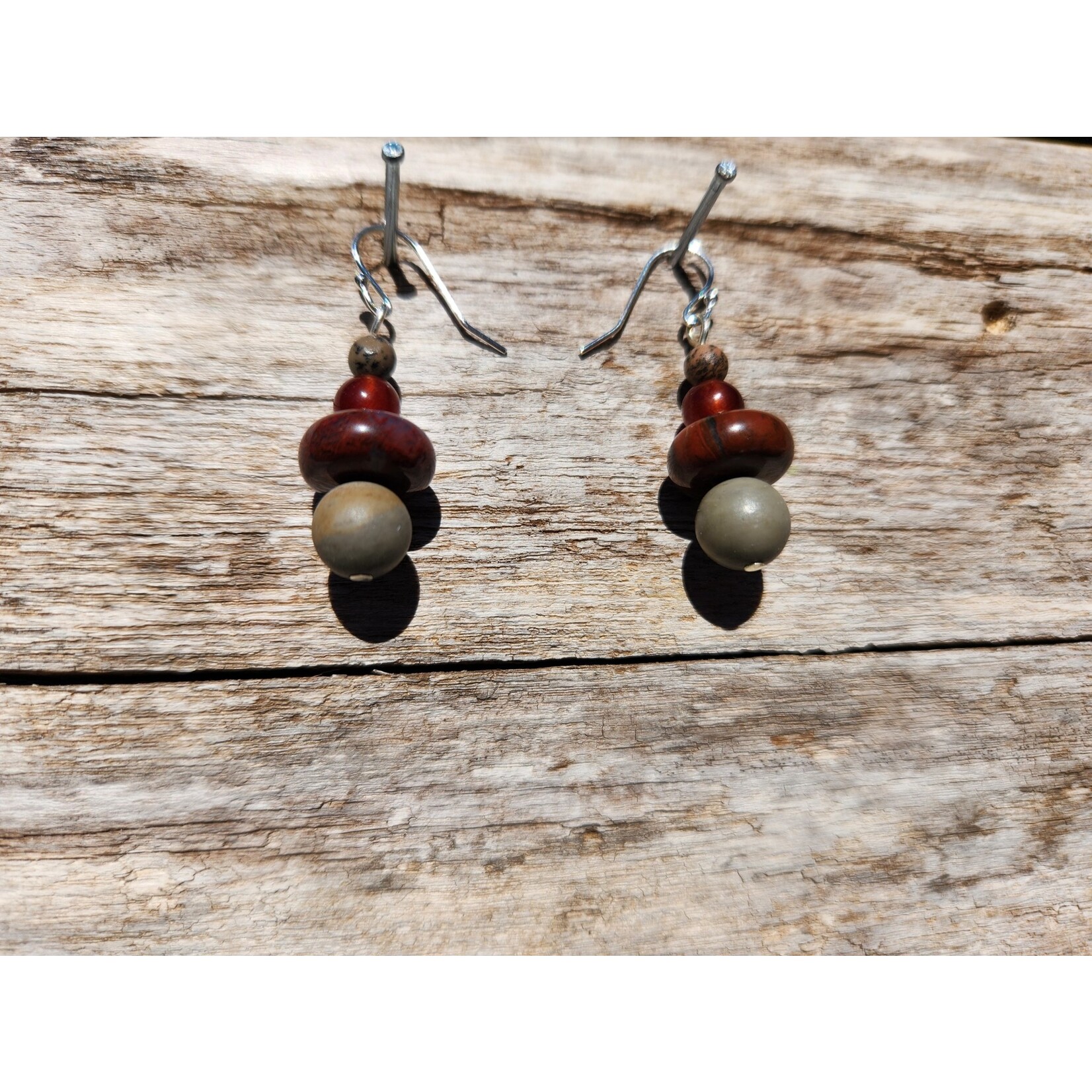 HB Designs Canyon colors jasper earrings, Sterling Silver ear wires