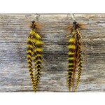 HB Designs Yellow feather earrings 4 inches, Sterling Silver ear wires