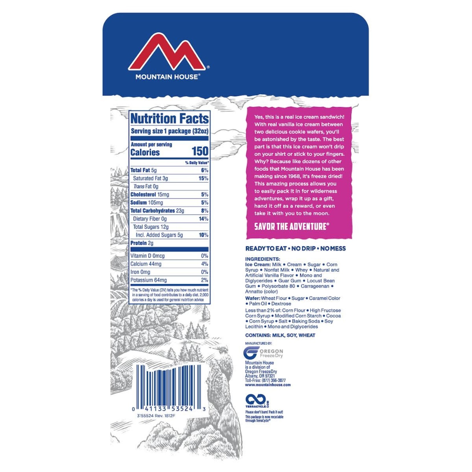 MOUNTAIN HOUSE Vanilla Ice Cream Sandwich Freeze Dried