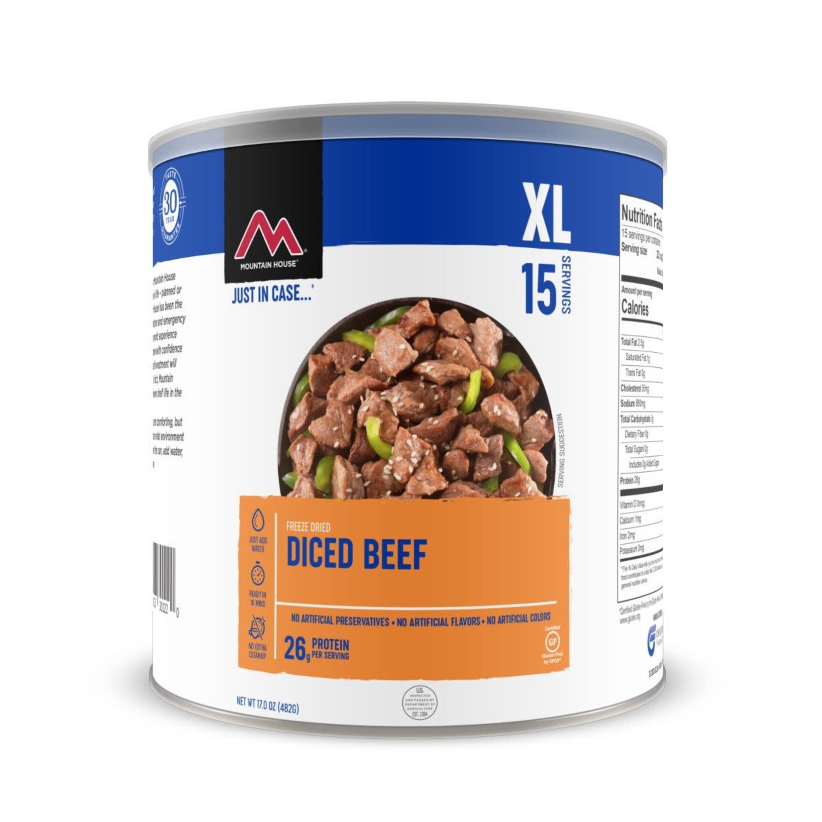 MOUNTAIN HOUSE Diced Beef #10 Can - 15 Servings XL