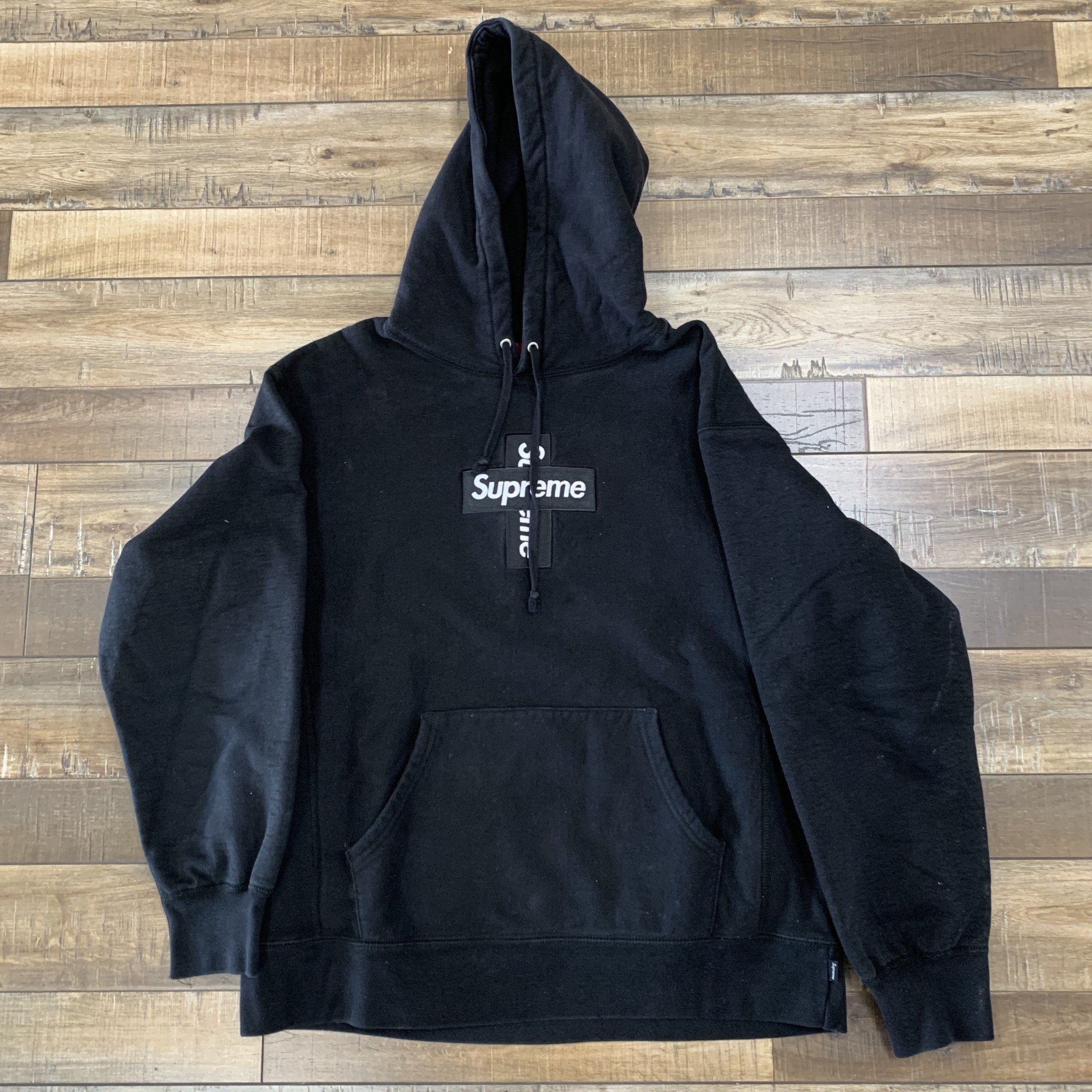 Supreme Cross Box Logo Hooded Sweatshirt Black Holy Ground Sneaker Shop Buy Sell Trade Sneakers