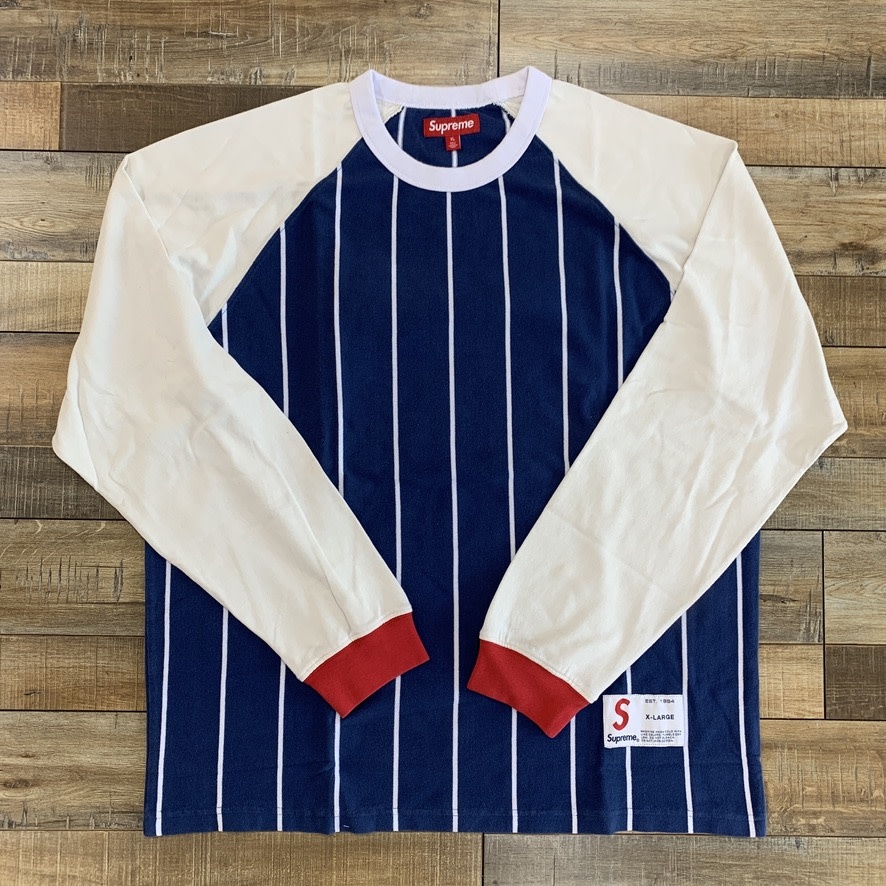 Supreme Stripe Raglan L/S Top Navy - Holy Ground Sneaker Shop 