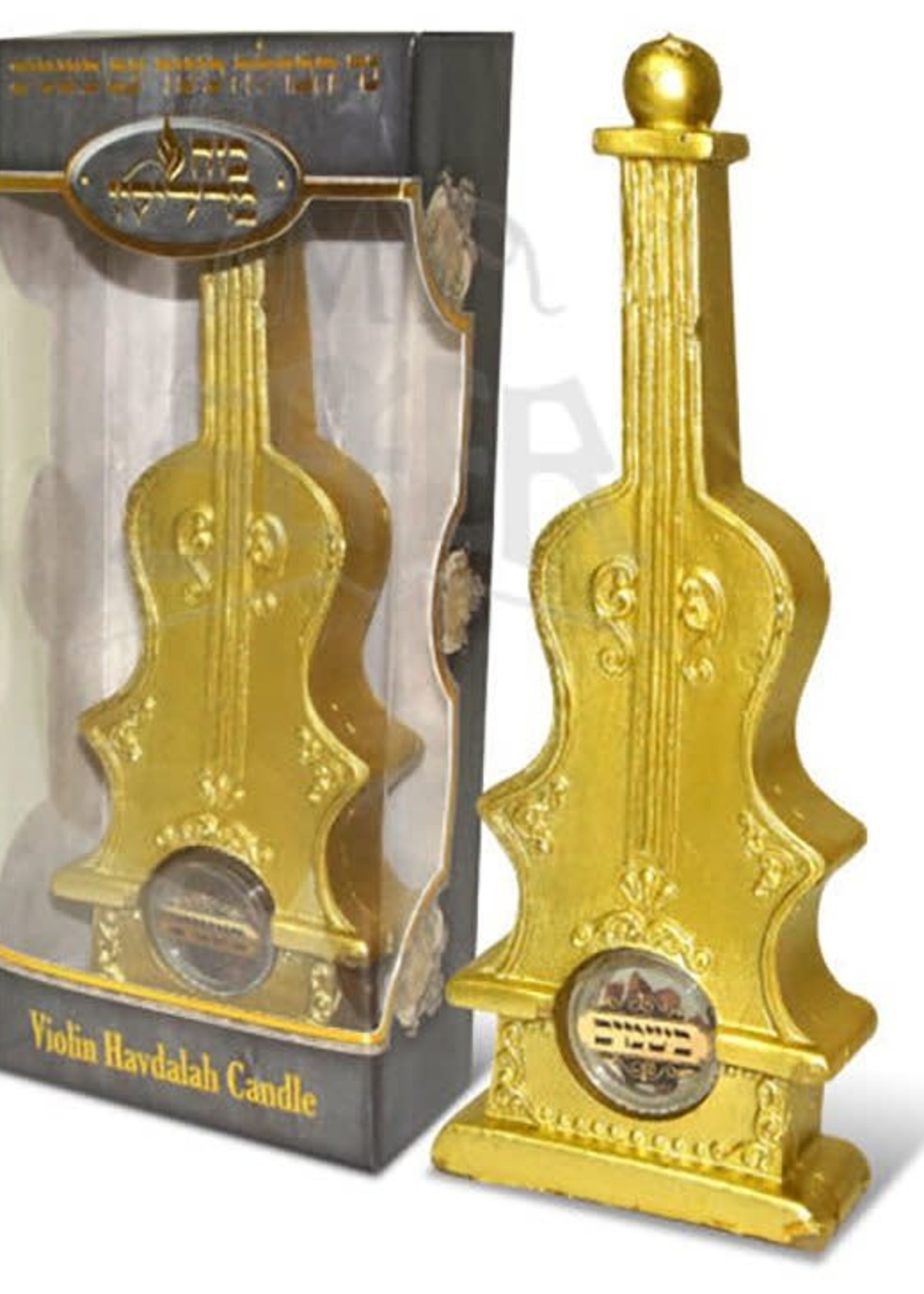 Violin Shape Havdalah Candle w/ Besamim-Gold 10.5"