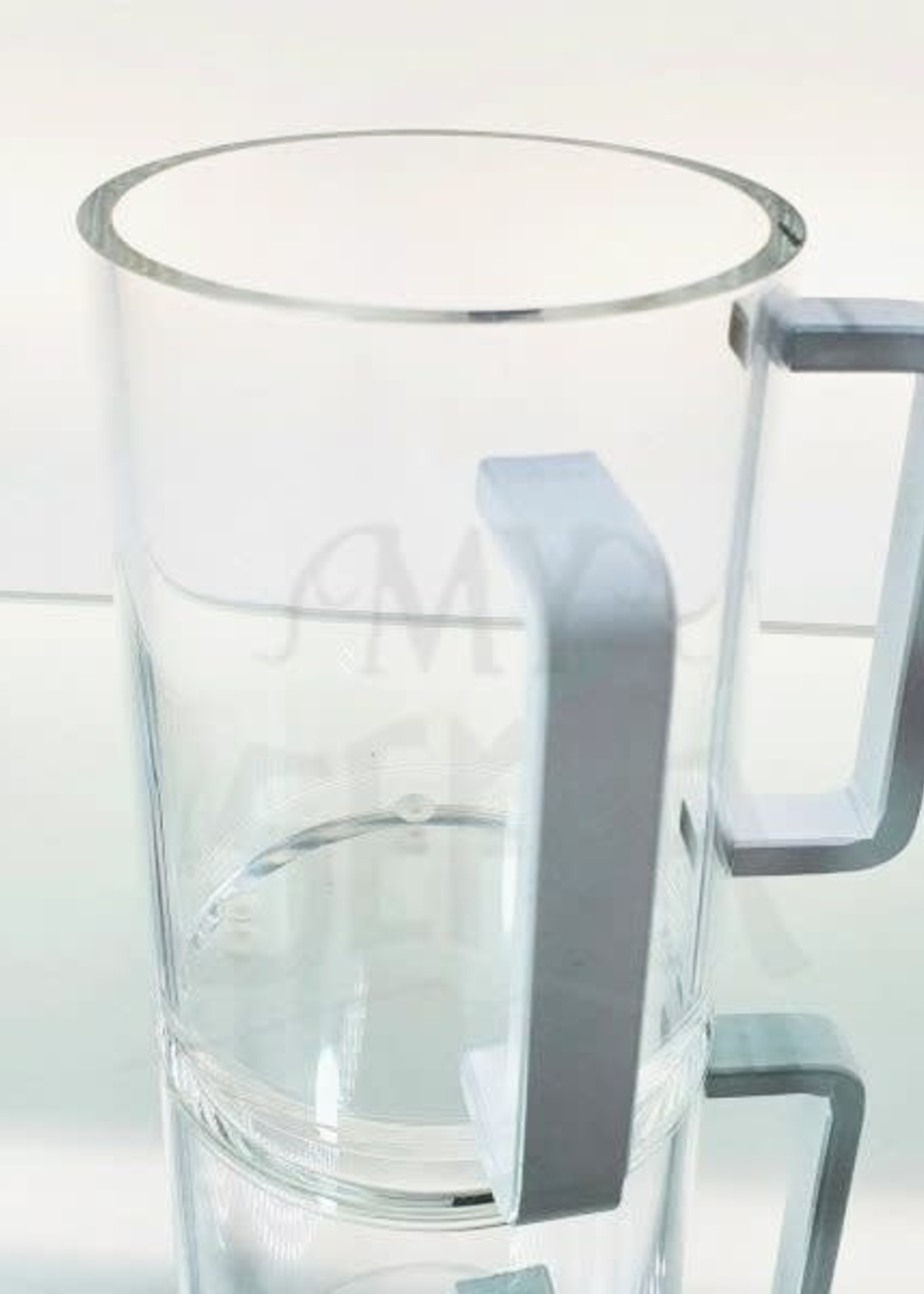 Clear Acrylic Washing Cup-White Handles 5"