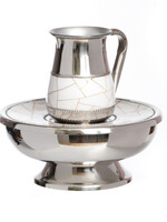 Stainless Mayim Achronim-Geometric Design White/Gold (MA-X4882W)