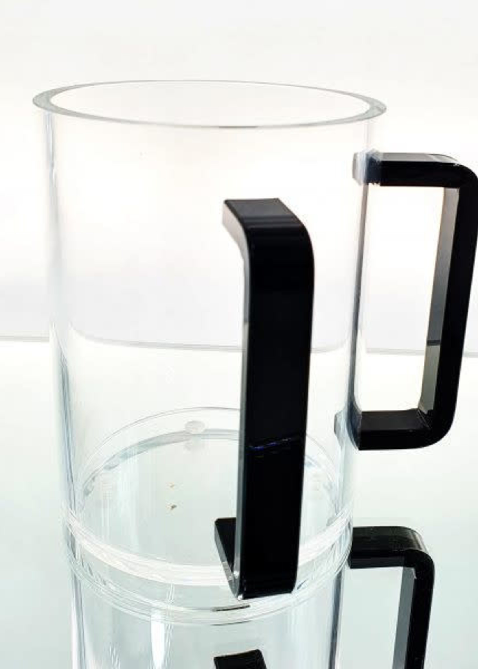 Clear Acrylic Washing Cup-Black Handles 5" (WC-80257)
