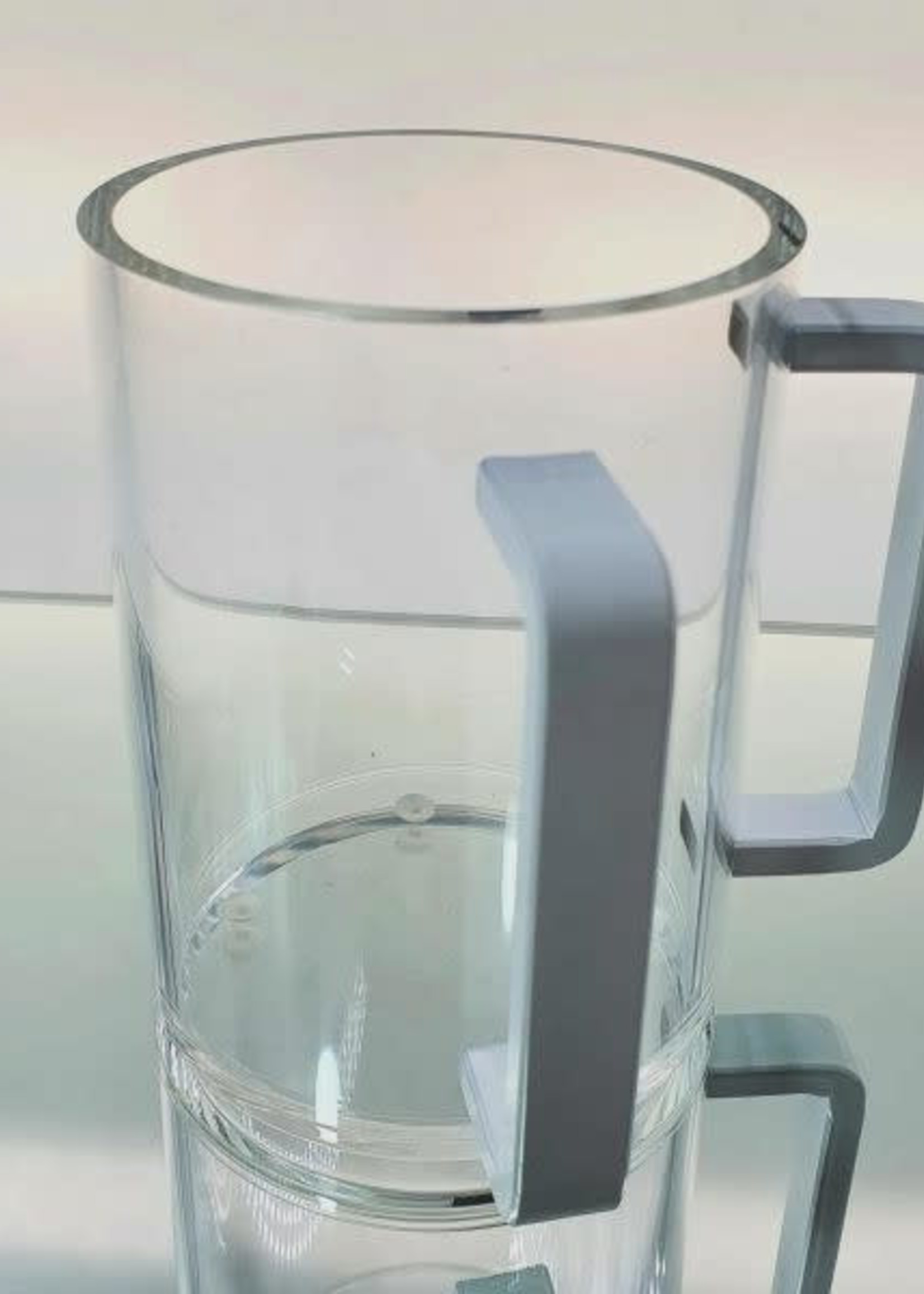 Clear Acrylic Washing Cup-White Handles 5" (WC-80255)