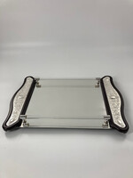 Silverplate And Wood Mirror Candlestick Tray (CP-P725K)