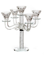 5 Branch Crystal Candelabra-Silver Stone Design 12"H (CS-X4878)