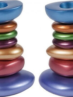 Anodized Aluminum Shabbat Candlestick - Stone Tower Multicolor (EM-CSG2)