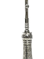 Silverplate Shabbat Candle Lighter Holder-Flower Design 16.5" (SHB-X5107A)