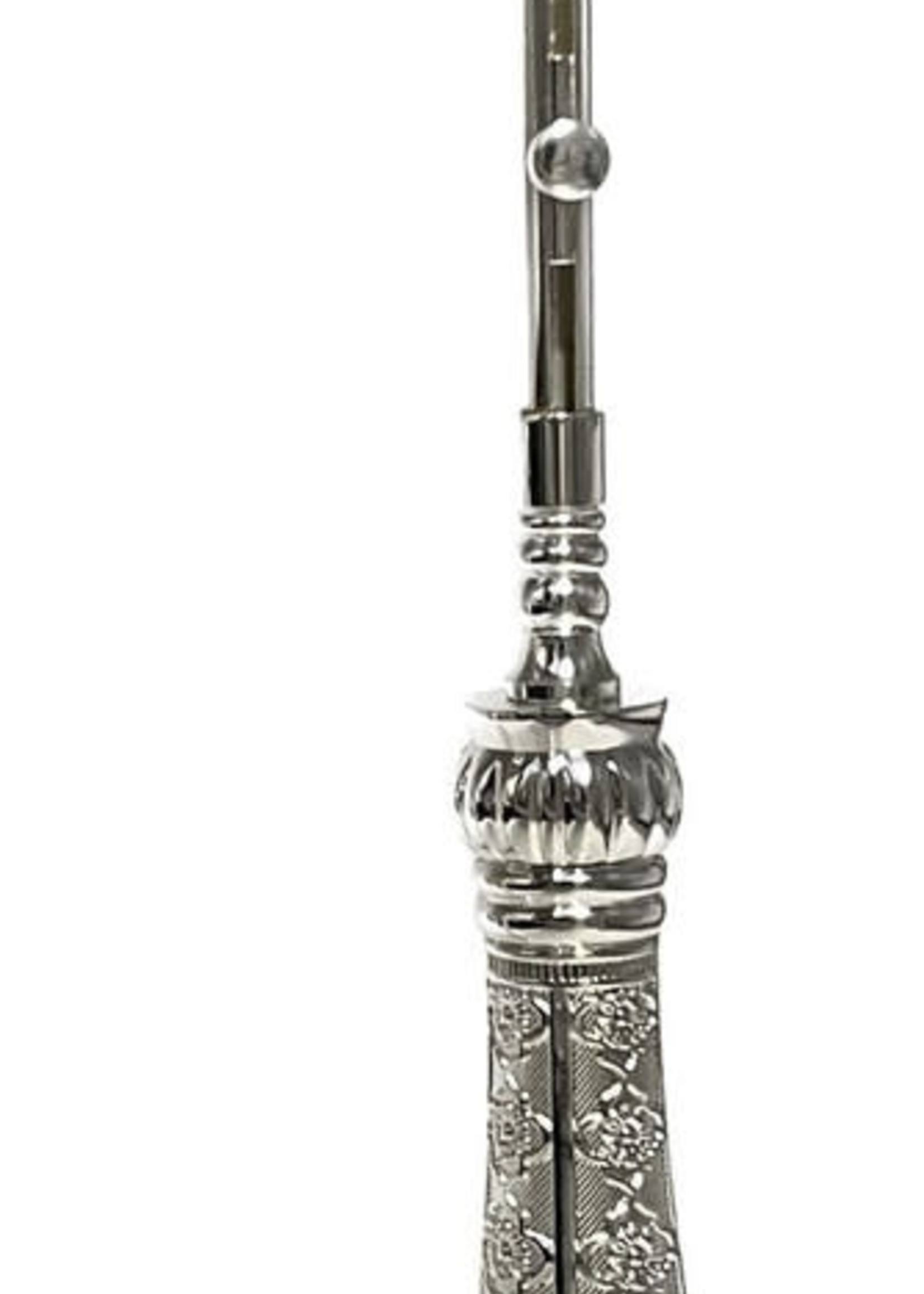 Silverplate Shabbat Candle Lighter Holder-Flower Design 16.5" (SHB-X5107A)