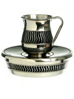 Silverplate Enamel Mayim Achronim-Black Curve Design (MA-X5028B)