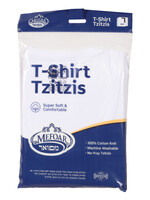 Adult T-Shirt Cotton Tzitzis - V-Neck - Sefardi Size M  (22)