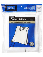Tzitzit, Avodas Yad, Cotton, V-Neck, 1 Hole ThIck Strings