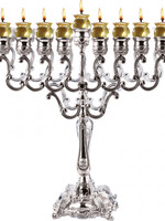Silver Plated Oil Menorah 10" Height