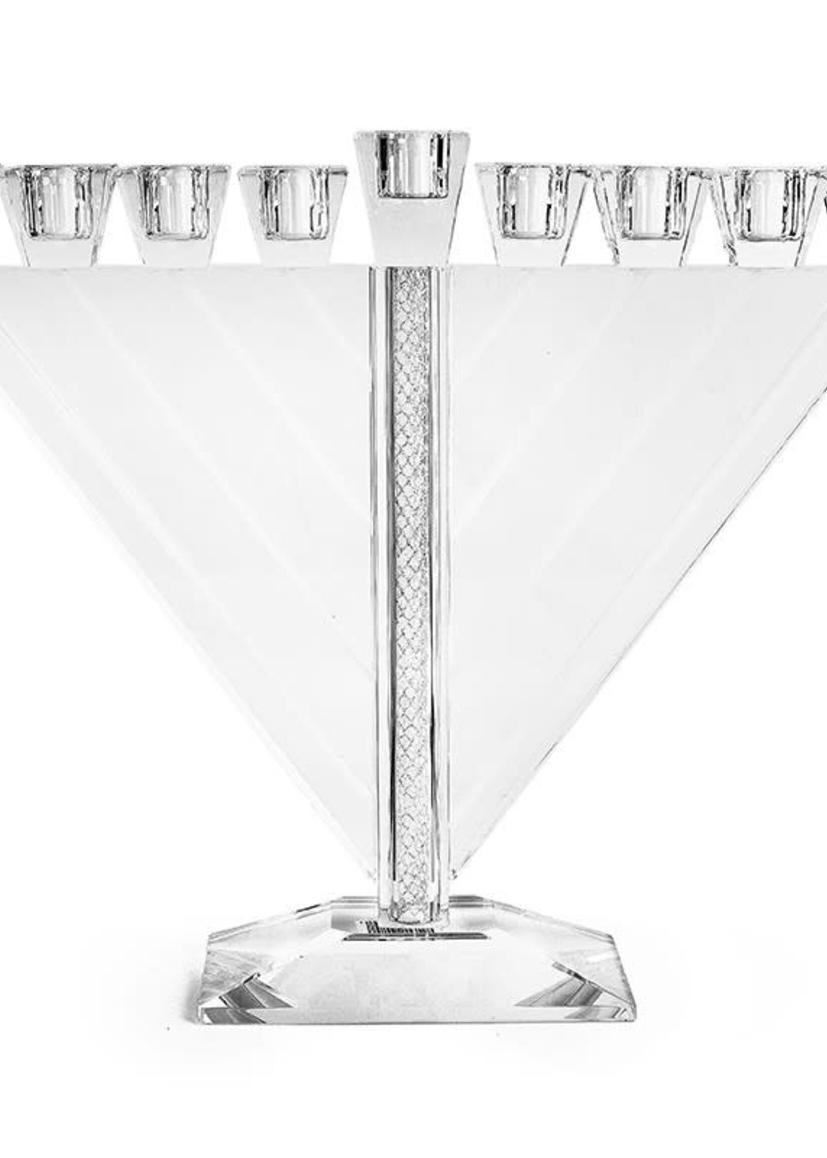 Crystal Triangle Menorah w/ Stones-Silver 11"H 12.5"L(M-X1535B)