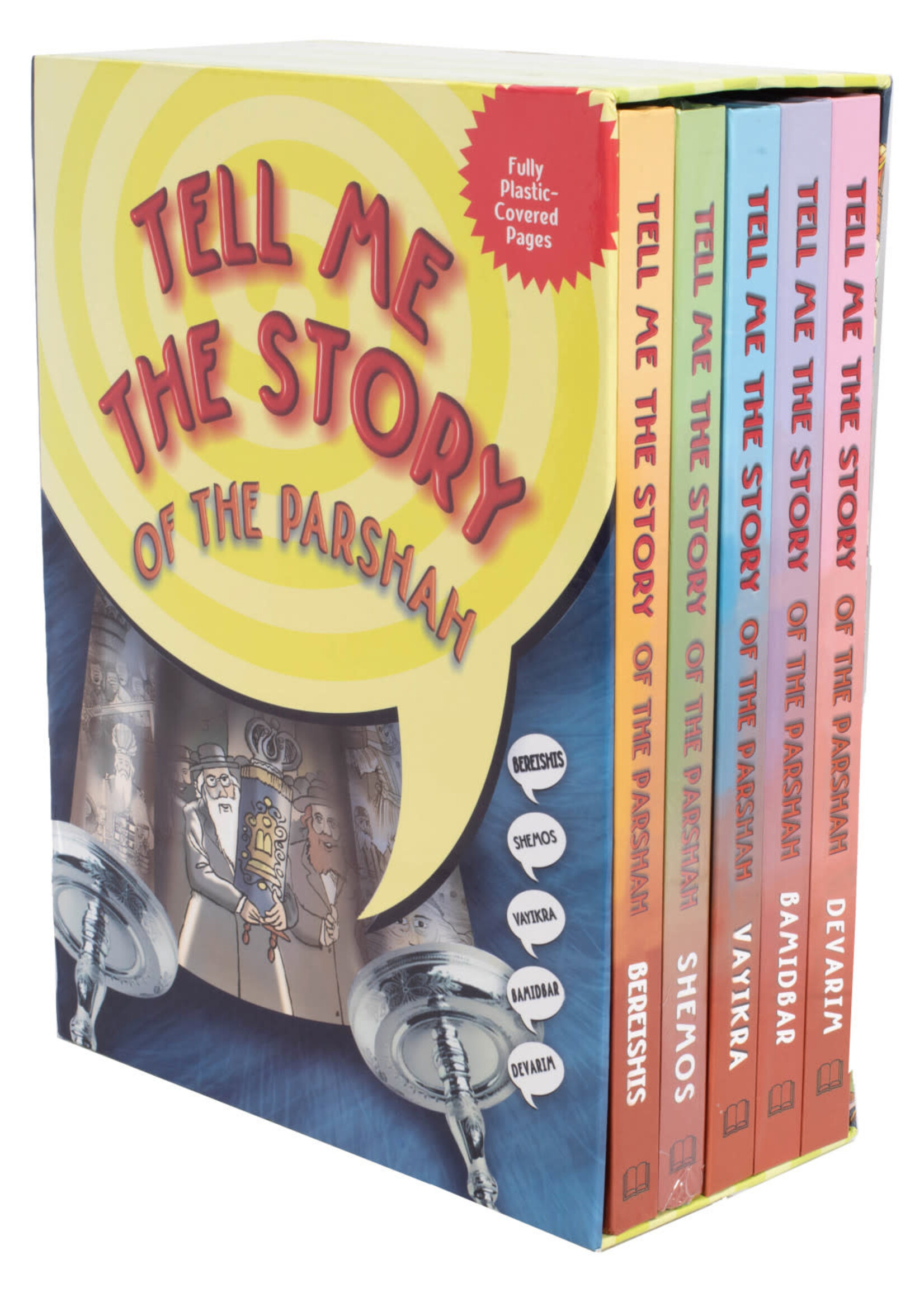 Tell Me The Story Of The Parshah - 5 Vol. Slipcase Set - New Edition - Fully Plastic-Covered Pages