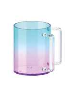 COLORED ACRYLIC WASHCUP CLEAR  HANDLES-BLUE PURPLE